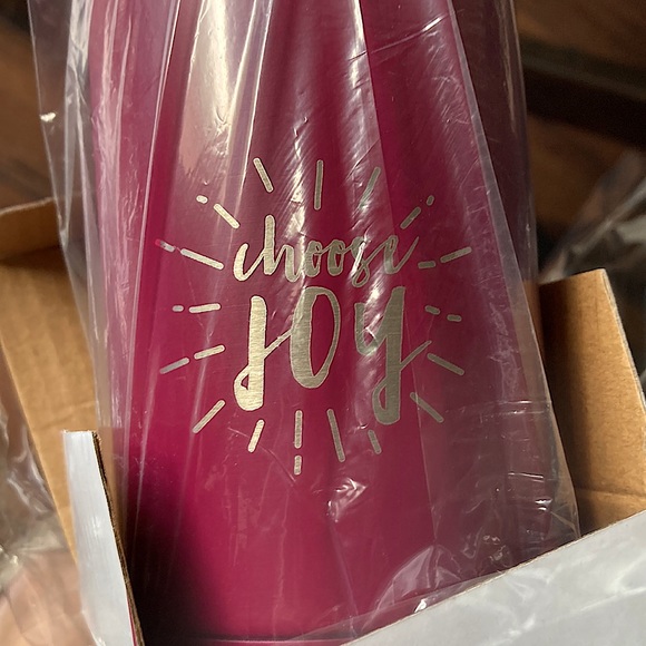 NIB ‘Choose Joy’ raspberry color double wall insulated bottle 17oz vacuum seal - Picture 7 of 8